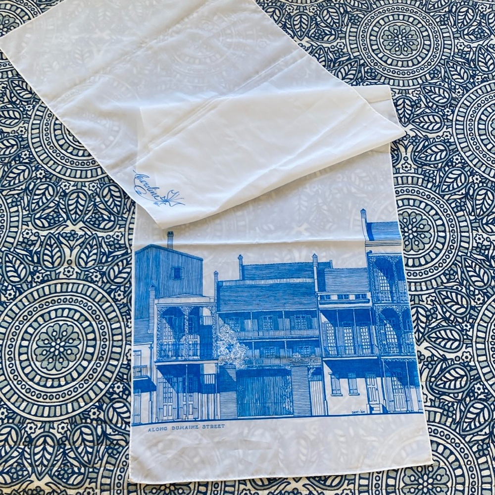 Vintage scarf “Along Dumaine Street” signed by Caroline